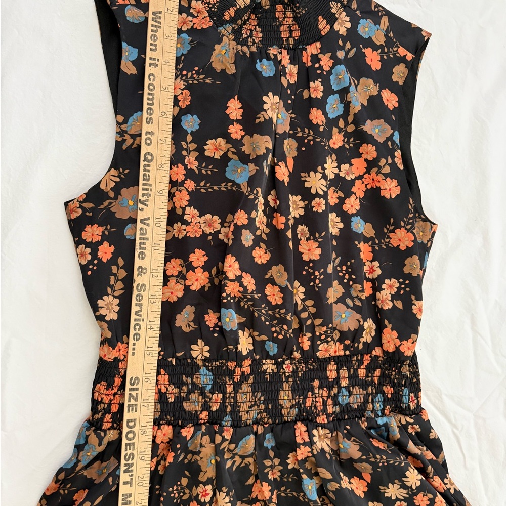 THML Black Midi Dress with Coral, Blue & Brown Floral Print - Picture 8 of 9